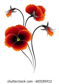 A bouquet of pansies, design element.