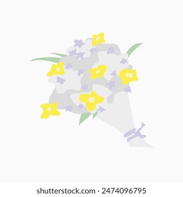 A bouquet of pastel flower freehand drawing vector