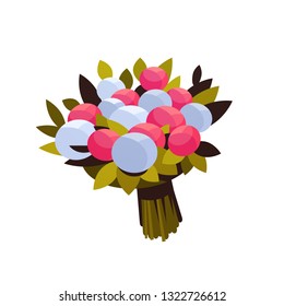 bouquet of peony flowers 8 march happy womens day concept beautiful floristry for holidays, white background flat