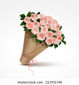 Bouquet of Pink Roses Isolated