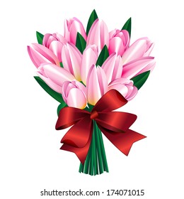 bouquet of pink tulips