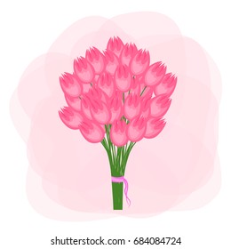 bouquet of pink tulips. Cute flowers for girls. vector illustration.