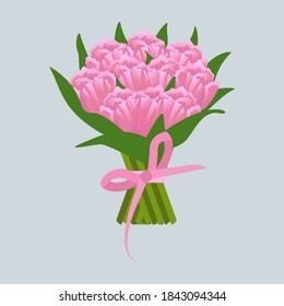 Bouquet of pink tulips icon vector illustration design isolated