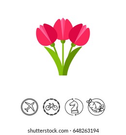 Bouquet of pink tulips vector icon