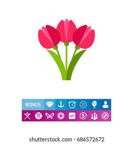 Bouquet of pink tulips vector icon