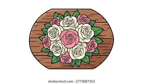Bouquet of pink and white roses