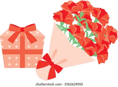 The bouquet of the red carnation and Present of the Mother's Day