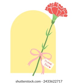 Bouquet of red carnations, cute hand drawn illustration for mother's day