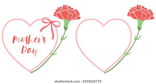 Bouquet of red carnations, cute hand drawn illustration for mother's day