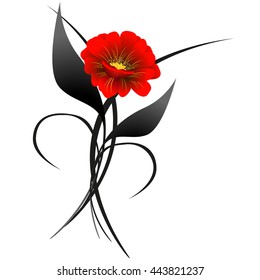 Bouquet with red flower, design.
