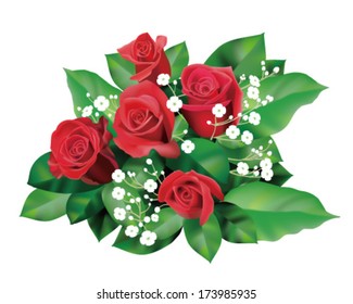 a bouquet of red roses