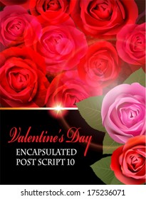 Bouquet of red roses with  black place for text. Valentine's Day card.