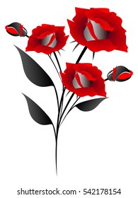 The bouquet of red roses, element of design.
