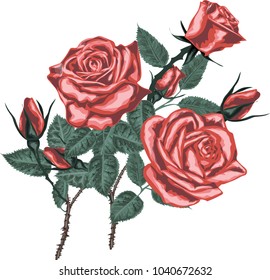 Bouquet of red roses - high quality vector art