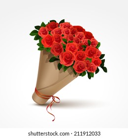 Bouquet of Red Roses Isolated