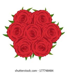 bouquet of red roses on a white background 