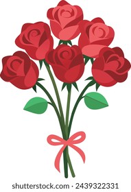 Bouquet of red roses on a white background. Vector illustration