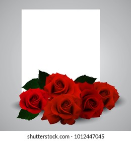 A bouquet of red roses for St. Valentine's Day and a place for congratulations. Highly realistic illustration.
