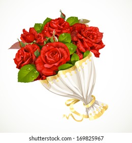 Bouquet of red roses Valentines day gift isolated on white background