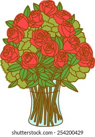 Bouquet of red roses in the vase