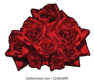 bouquet of red roses, vector illustration