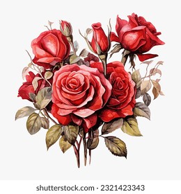 a bouquet of red roses vector illustration