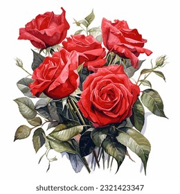 a bouquet of red roses vector illustration