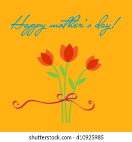 Bouquet of red tulip flowers. Vector illustration.Happy mother's day