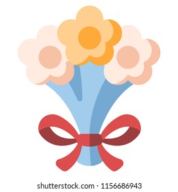 Bouquet with a ribbon vector illustration in flat color design