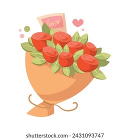 Ramo de la flor de rosa como regalo de bricolaje para San Valentín ilustración vectorial