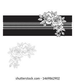 Bouquet of Rose on a geometric background. Rose tattoo. Vector illustration.