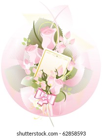 bouquet of roses  with a card