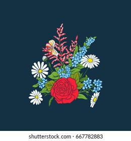 Bouquet with roses and daisies 