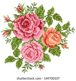 bouquet of the roses, embroider