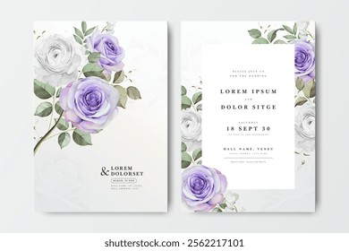 bouquet roses flower wedding invitation card design