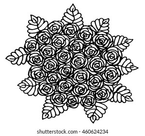 Bouquet of roses, flowers ornament, hand drawing