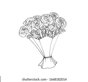 Bouquet of roses. gift bouquet of flowers on a white background. vector. congratulation