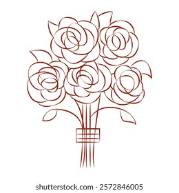  Bouquet of roses. Gift flowers rose bouquet on white background. Vector illustration