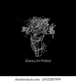 Bouquet of roses for a gift.
Perfect vector card template with  roses. Ideal for Save the Date,anniversary, birthday cards, wedding  invitations. Vector elegance silhouette.