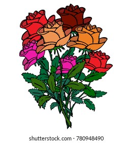 Bouquet of roses icon. Vector illustration of a bouquet of roses. Flowers, a bouquet of roses hand drawn.