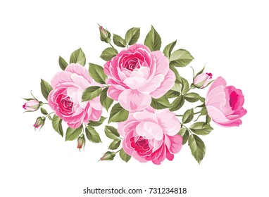 Bouquet Roses Iolated On White Background Stock Vector (Royalty Free ...