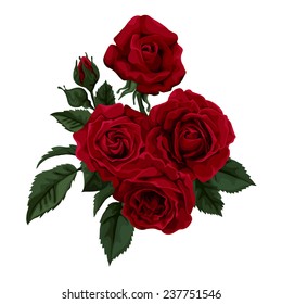 Bouquet of  roses  isolated on white. Perfect for background greeting cards and invitations of the wedding, birthday, Valentine's Day, Mother's Day.