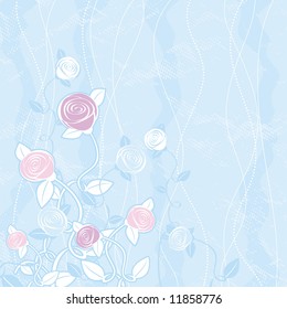 bouquet of roses on blue background