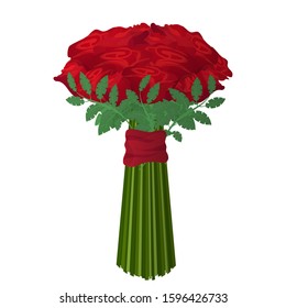 Bouquet of roses on a white background vector. Realistic bouquet of roses.