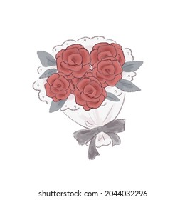 Bouquet of roses. On a white background.