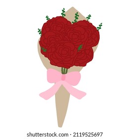 bouquet of roses on white background.