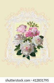 Bouquet of roses on a yellow background