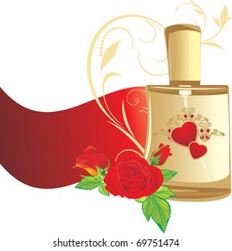 Bouquet of roses and perfume for woman. Vector