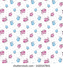 Bouquet Roses with polka dots for textile print,fashion pattern fabric design wallpaper