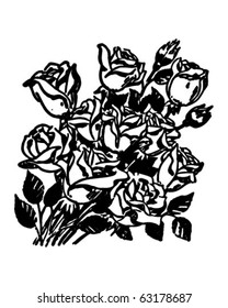 Bouquet Of Roses - Retro Clipart Illustration